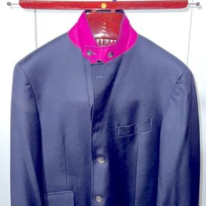 Etro Milan Men’s Navy Wool & Silk Blend Lined Suit Jacket Blazer Sportcoat US 40